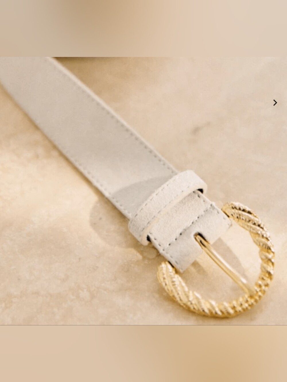Sézane Thelma Ceinture Mastic Cream Suede Belt with Gold Rope Buckle